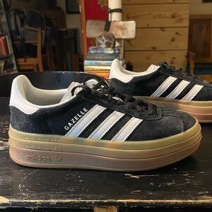 Adidas Gazelle Bold Black Sneakers Gum Rubber Sole